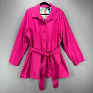 New Directions Women Trench Coat 2X Plus Hot Pink Mobwife